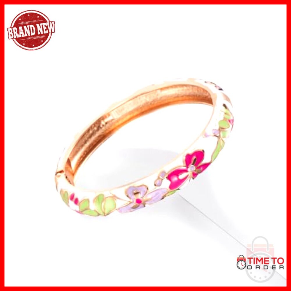 Enamel Bangle Bracelets Set Elegant Cloisonne Cuf… - image 6